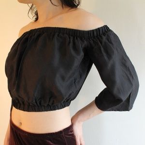 Vintage Black Princess Crop Top